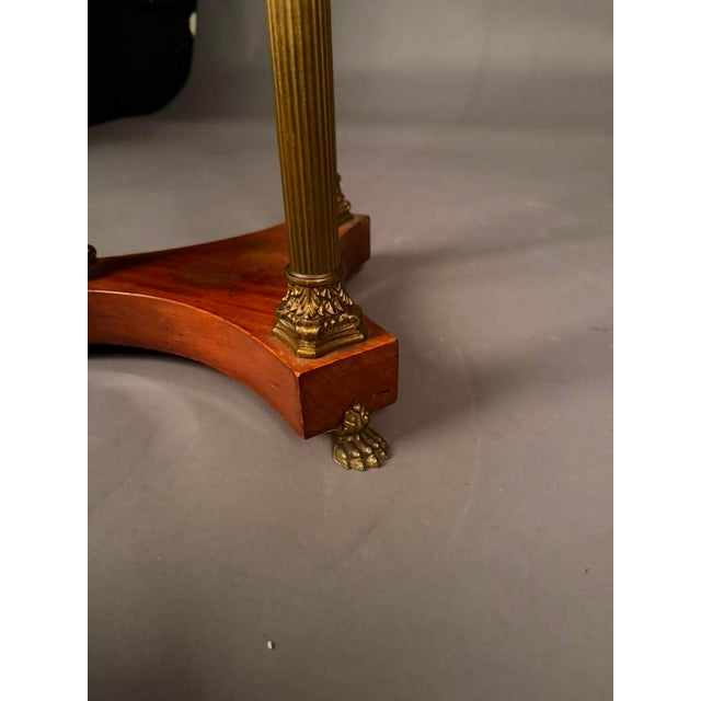 Neoclassical Italian Neoclassical Marble Top Lamp Table With Mahogany & Brass Base, Circa 1950 For Sale - Image 3 of 12