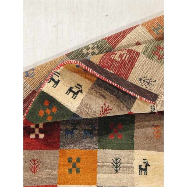 1980s Vintage Hand-Knotted Persian Gabbeh Rug 3'4" X 6'3" For Sale - Image 5 of 6