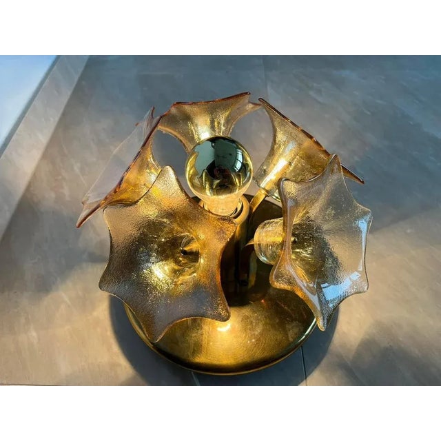 Goldenrod Mid-Century Amber Murano Glass Sputnik Flower Ceiling from Sische, 1960s For Sale - Image 8 of 11
