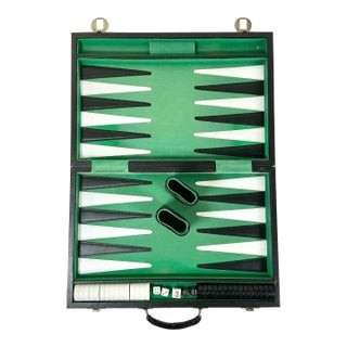 1980s Vintage Americana Backgammon Set in Kelly Green For Sale