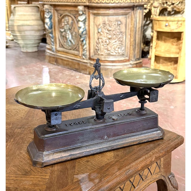 French 19th Century French Iron Balance Scale With Brass Trays For Sale - Image 3 of 8