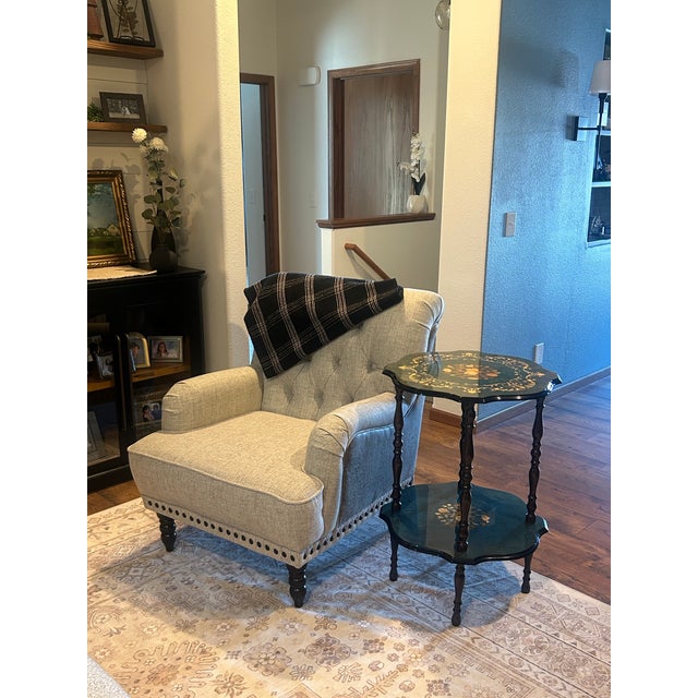 Wood Italian Sorrento Wood Inlay (Marquetry) Tiered Side MCM Table in Mahogany For Sale - Image 7 of 11