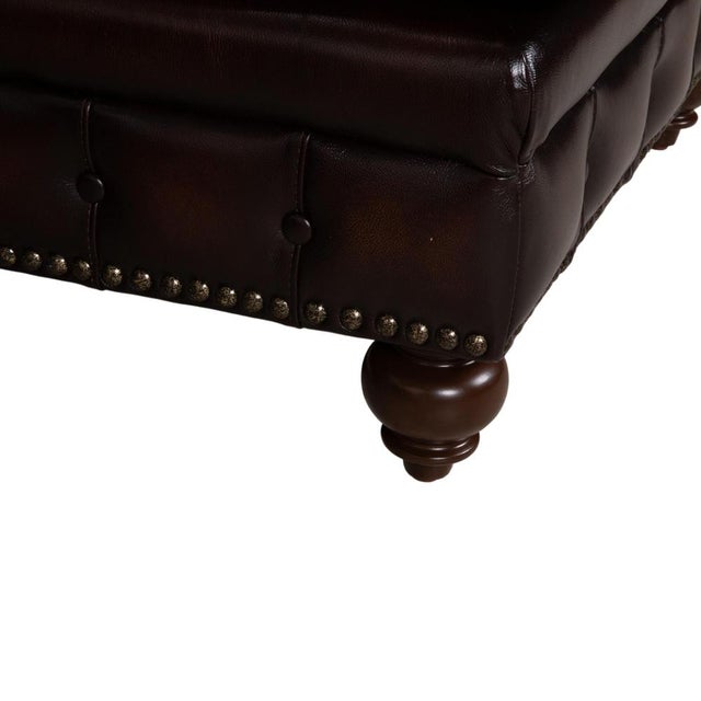 Vintage Chesterfield Leather Reddish Brown Chestnut Corner Sofa For Sale - Image 9 of 15