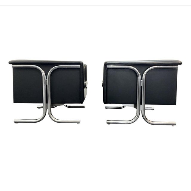 Black Bauhaus Art Deco Lounge Chairs in Vinyl Leather, 1940s, Set of 2 For Sale - Image 8 of 18