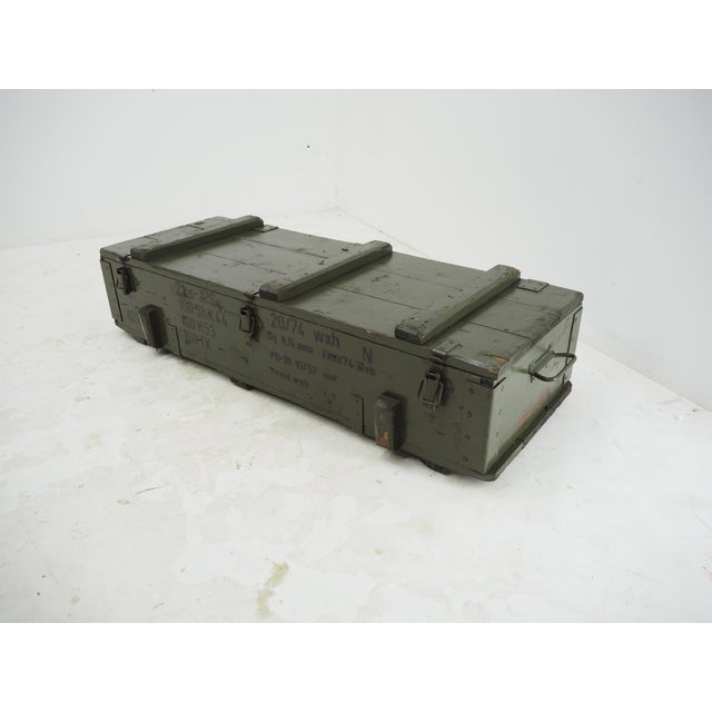 Industrial Wooden Army Crate, 1960s For Sale - Image 13 of 16
