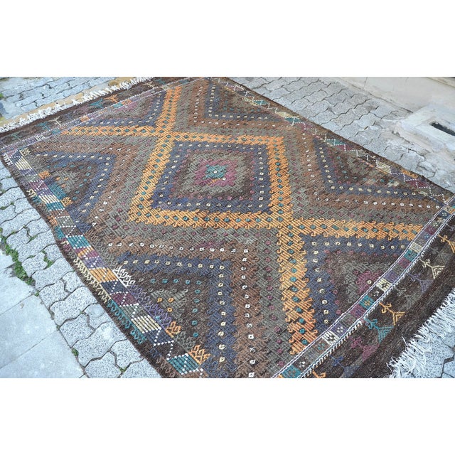 1960s 1960s Home Living Vintage Turkish Kilim Rug For Sale - Image 5 of 11
