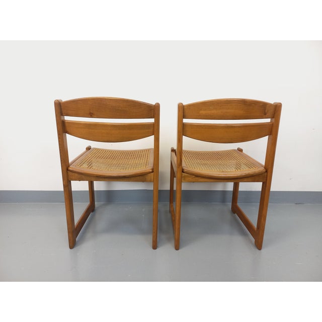 Vintage Sleigh Chairs in Beech and Cane, 1970s, Set of 2 For Sale - Image 6 of 18