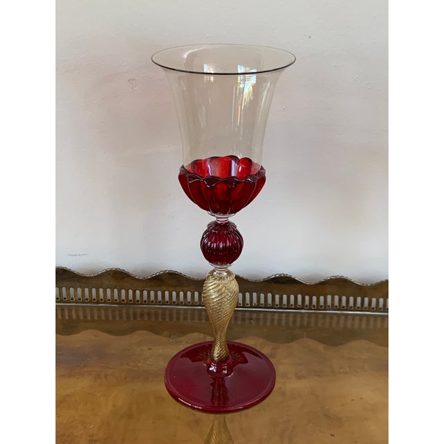 Set of Three Modern Murano Glass Goblets, Blue, Red and Amethys - Set of 3 For Sale - Image 6 of 13