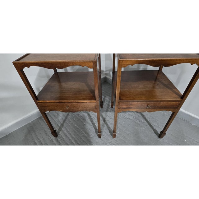 Wood Georgian Bedside Lamp Tables, 1920, Set of 2 For Sale - Image 7 of 8