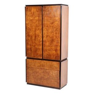 1970s Mid-Century Modern Burled Wood Armoire For Sale