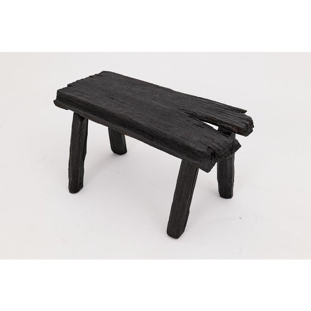 Not Yet Made - Made To Order Rustic Blackened Wood Stool by Logniture For Sale - Image 5 of 17