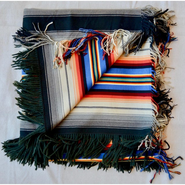 1910 Antique Black Striped Wool Throw Blanket - For Sale - Image 6 of 13