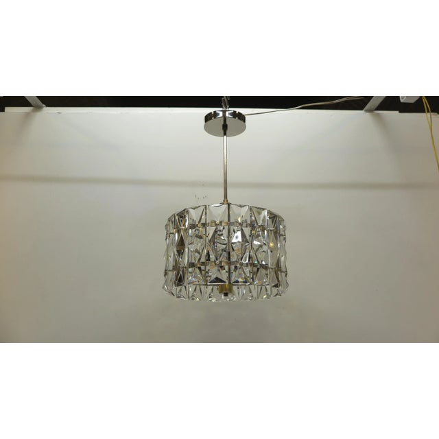 Midcentury pendant light of prism faceted cut crystal glass. Midcentury Kinkeldey pendant light high quality having thick...