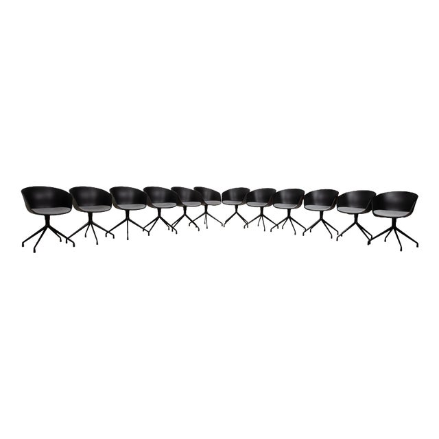 AAC20 Chairs in Grey and Black Plastic from Hay, Set of 12 For Sale