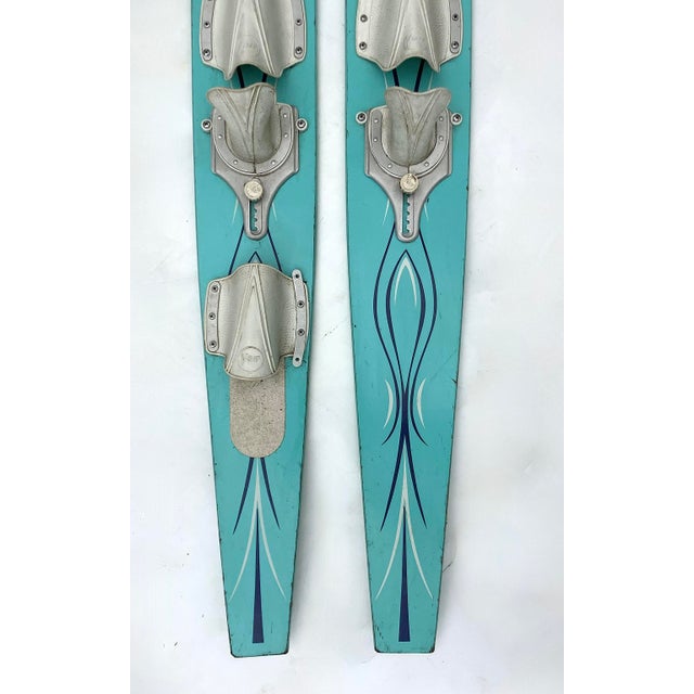 1950s Vintage Voit Turquoise Water Skis For Sale - Image 5 of 6