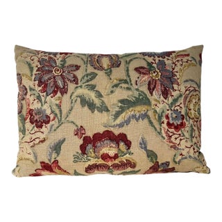 Printed Linen Floral Pillow For Sale