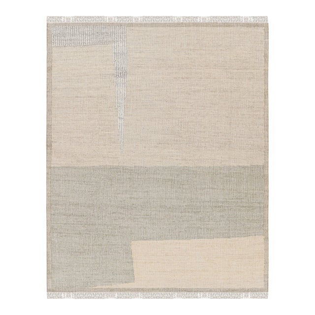 Rug & Kilim’s Abstract Flatweave in Beige with Geometric Patterns - 5x7 For Sale