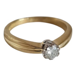 18ct Yellow Gold Diamond Solitaire Ring, 1994 For Sale