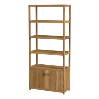 Lark 32 in. W x 72 in. H Wood 4 Tier Etagere Bookcase, Natural For Sale