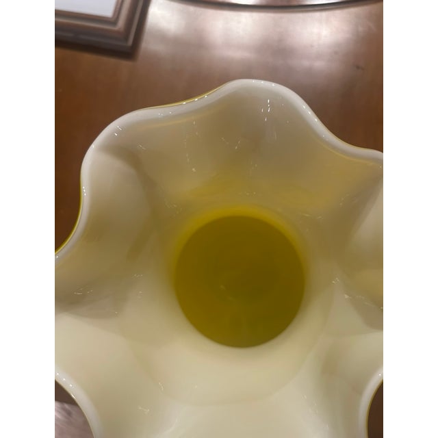 Glass Bright Handblown Art Glassvase With Applied Rose Detail For Sale - Image 7 of 8