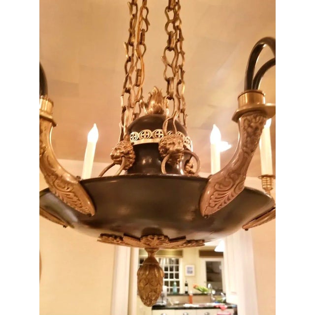 Vintage Charles V or Baroque Style Gilt and Patinated Bronze Chandelier For Sale - Image 4 of 11