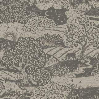 SAMPLE - Boråstapeter Solängen Wallpaper In Charcoal For Sale