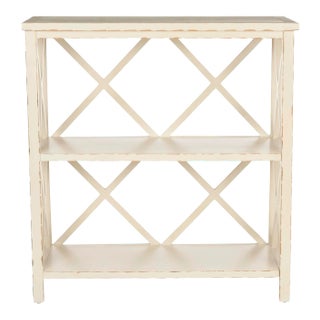 2 Tier Open Bookcase in Cream For Sale