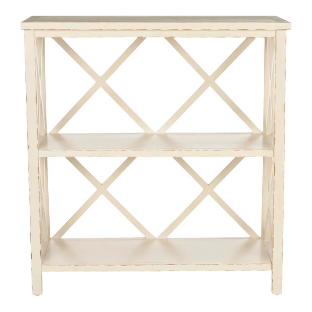 2 Tier Open Bookcase in Cream For Sale