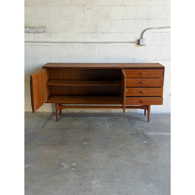 Mid-Century Modern Teak Credenza Sideboard Wooden Storage Cabinet Denmark 1960s For Sale - Image 3 of 10