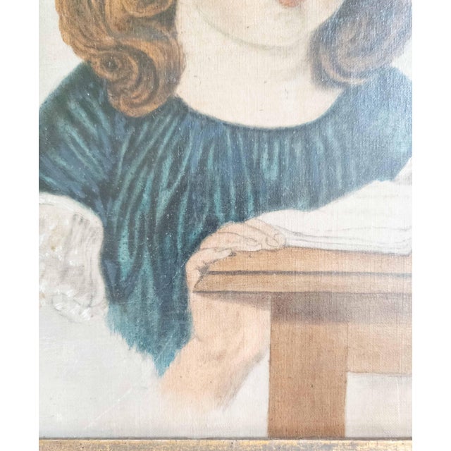 19th Century American Folk Art Portrait Painting of a Girl With a Book, Boston For Sale - Image 12 of 16