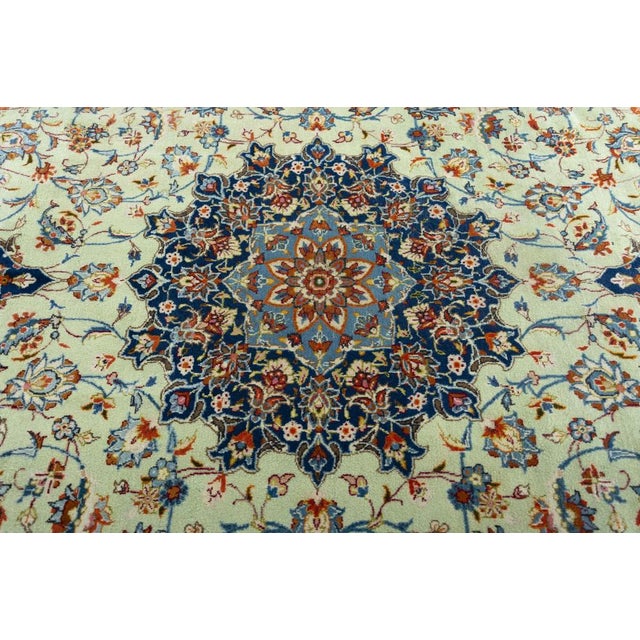 Hand-Knotted Kashan Rug in Cork Wool, 2000s For Sale - Image 6 of 13