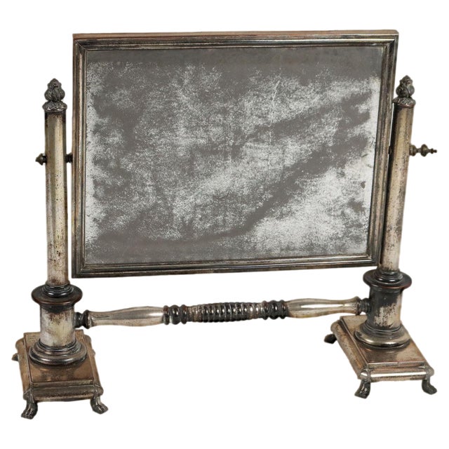 19th Century Table Mirror in Silver Metal, UK For Sale