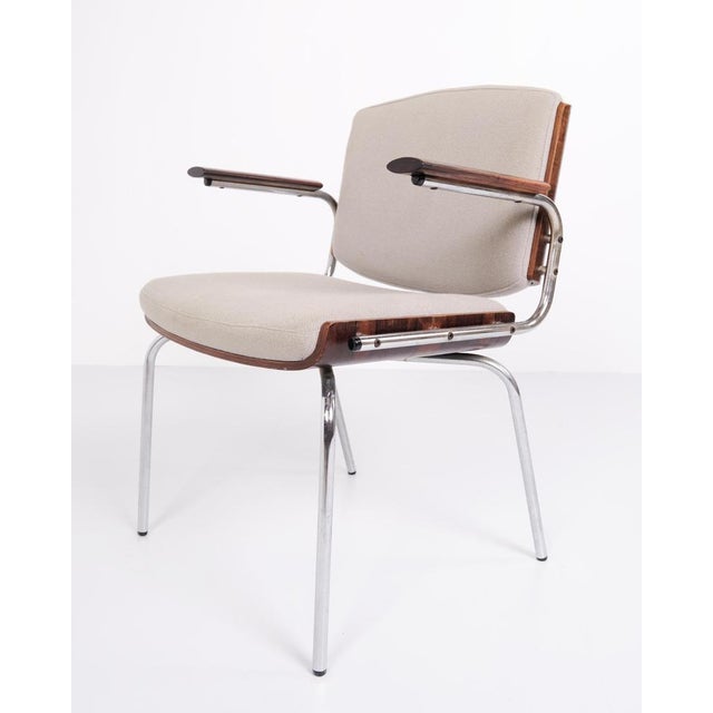Wood Conference Chairs in Rosewood and Light Grey Fabric from Duba, 1960s, Set of 4 For Sale - Image 7 of 11