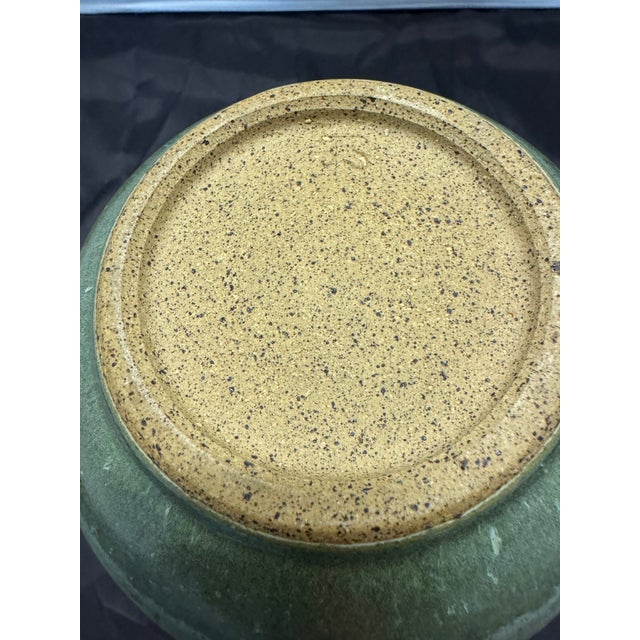 Mid 20th Century Vintage Titian Potteries Crown Lynn Nz Art Pottery Vase J3 Green Drip Marble Glaze MCM For Sale - Image 5 of 10