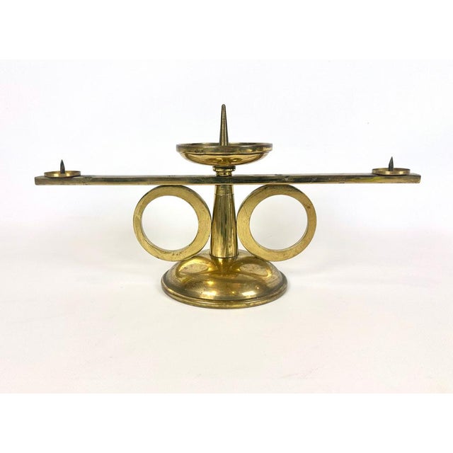 Large Brutalist German Brass Candleholder, 1970s For Sale - Image 11 of 11