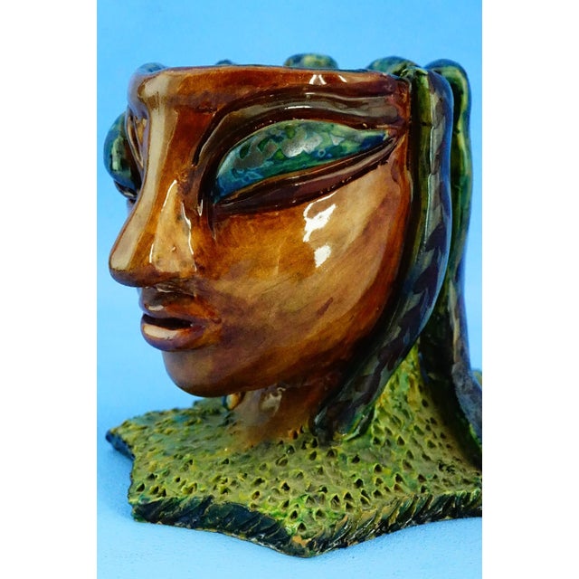 20th Century Ceramic Anthropomorphic Mask Sculptural Vase by Vallauris / Accolay France, 1960s For Sale - Image 10 of 18