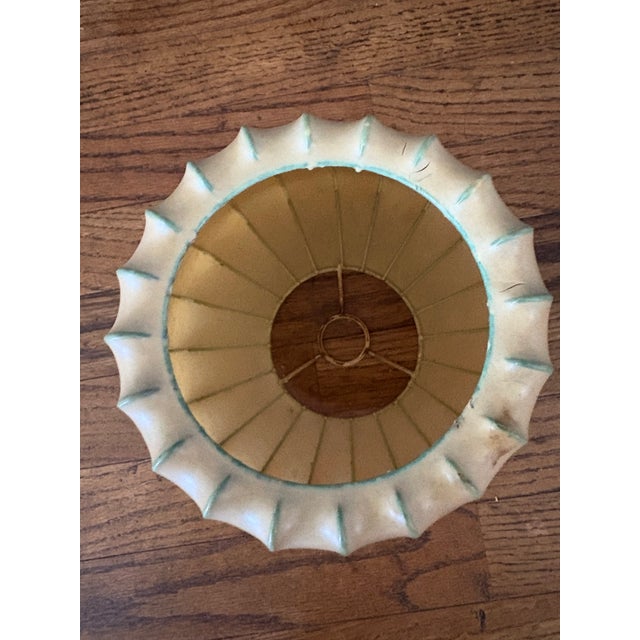 Vintage Mid-Century Modern Resin and Metal Cocoon Pendant Lamp Shade For Sale - Image 6 of 12