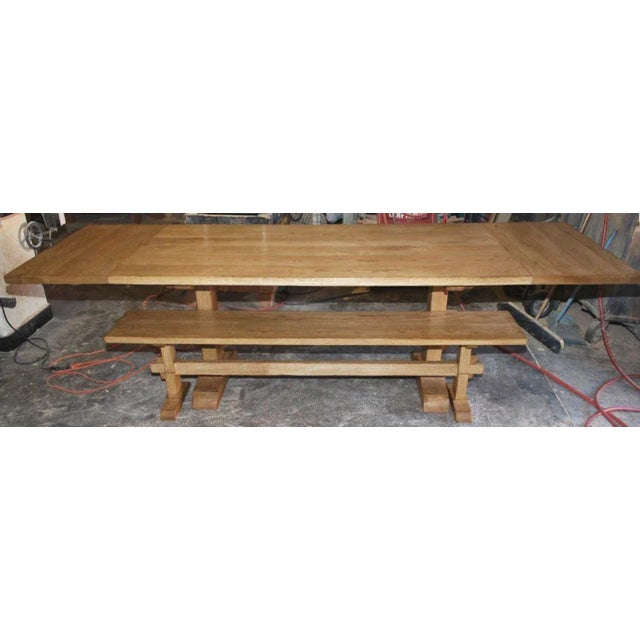 Vintage Oak Expandable Trestle Table, Built to Order For Sale - Image 4 of 9