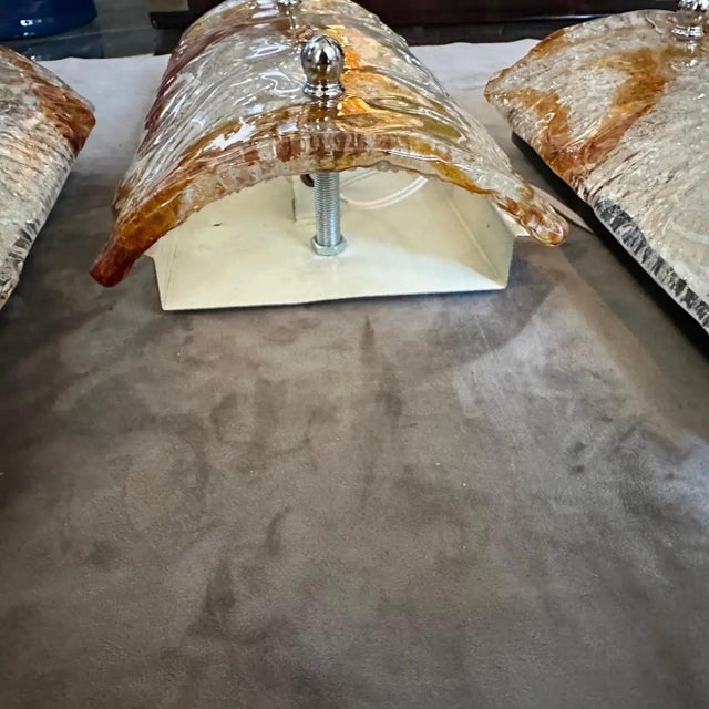 Set of Four 1970s Mid-Century Modern Murano Glass Wall Sconce by Mazzega For Sale - Image 9 of 12