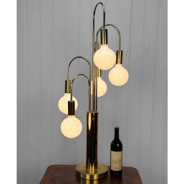 A Hollywood Regency "Waterfall" Brass Table Lamp, c.1970's - Design Attributed by Sonneman & Mfg by Clover - Monumental...