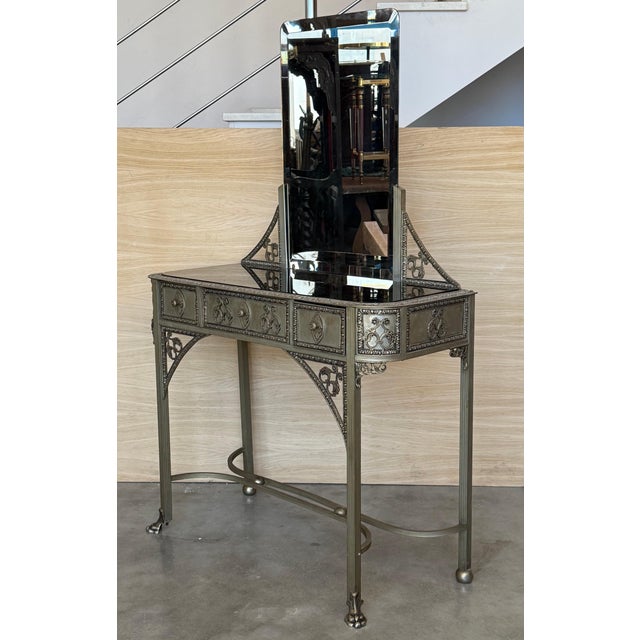 19th Century French Bronze Mirrored Dressing Table or Vanity with Mirror For Sale - Image 4 of 18