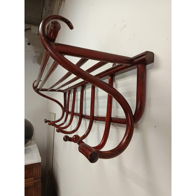 Maroon Wall-Mounted Coat Rack from Thonet, 1890s For Sale - Image 8 of 17