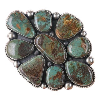 Sz8 Ernest Begay Navajo Oversized Turquoise Cluster Ring For Sale