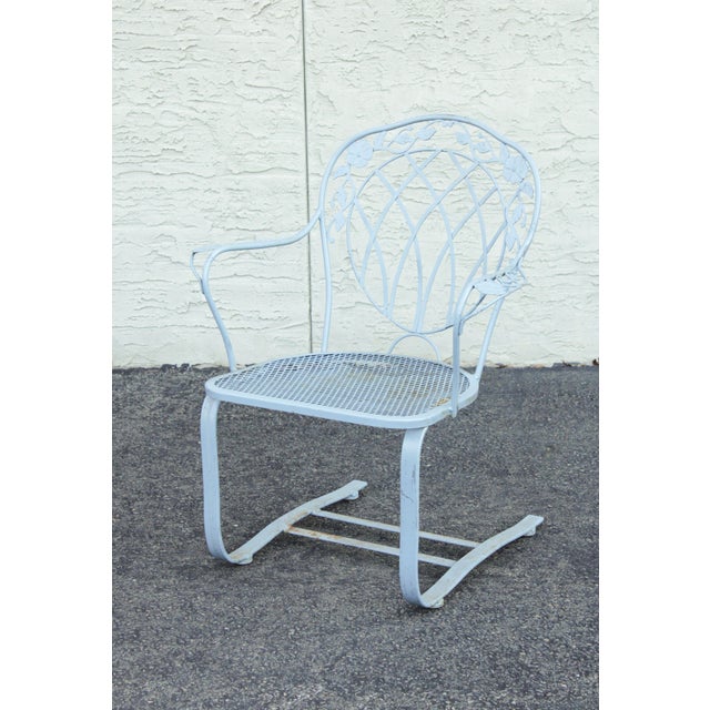 Vintage Woodard Chantilly Rose Wrought Iron Garden Patio Dining Set Set of 5 Chairish