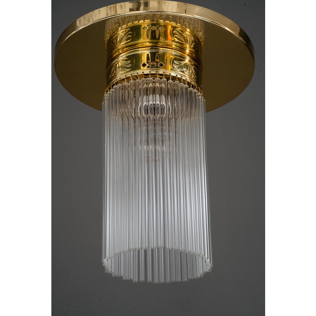 Metal Art Deco Ceiling Lamp with Glass Sticks, Vienna, 1920s For Sale - Image 7 of 13