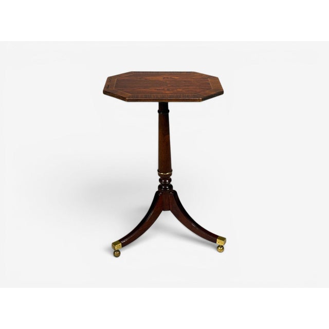 Traditional Baker Furniture, Tilt-Top End Table, Mahogany, Rosewood, Brass, Usa, 1970s For Sale - Image 3 of 12