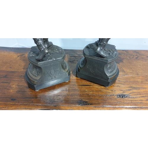 Large Vintage Spelter Figures, Set of 2 For Sale - Image 10 of 11