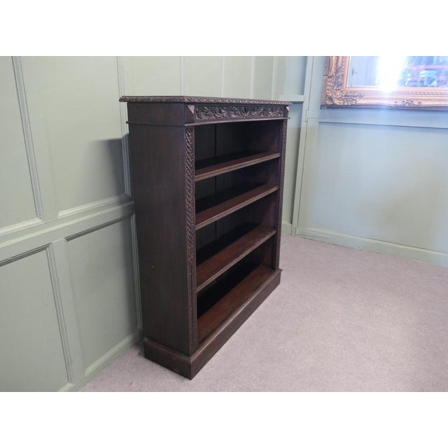 Carved Oak Open Bookcase For Sale - Image 6 of 8