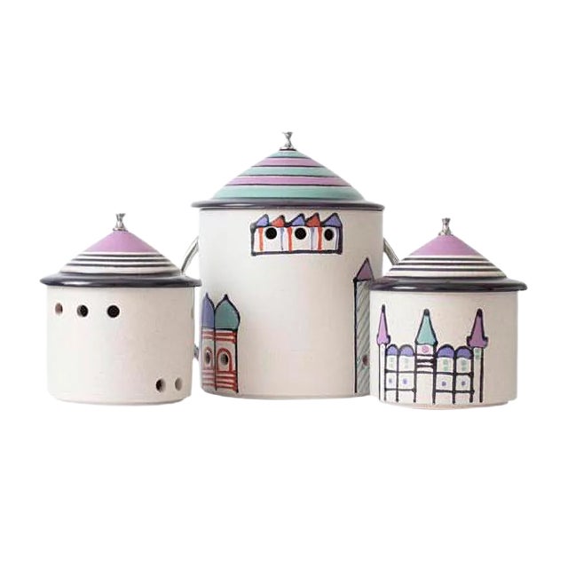 Postmodern Ceramic Containers from Kupfermühle Keramik, 1980s, Set of 3 For Sale