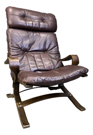 Vintage Scandinavian Leather and Bentwood Chair, 1970s